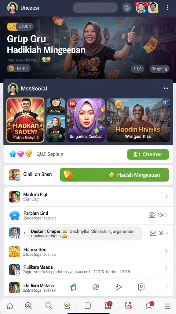 Fitur interaksi yang memungkinkan bertukar tips dengan pemain lain.