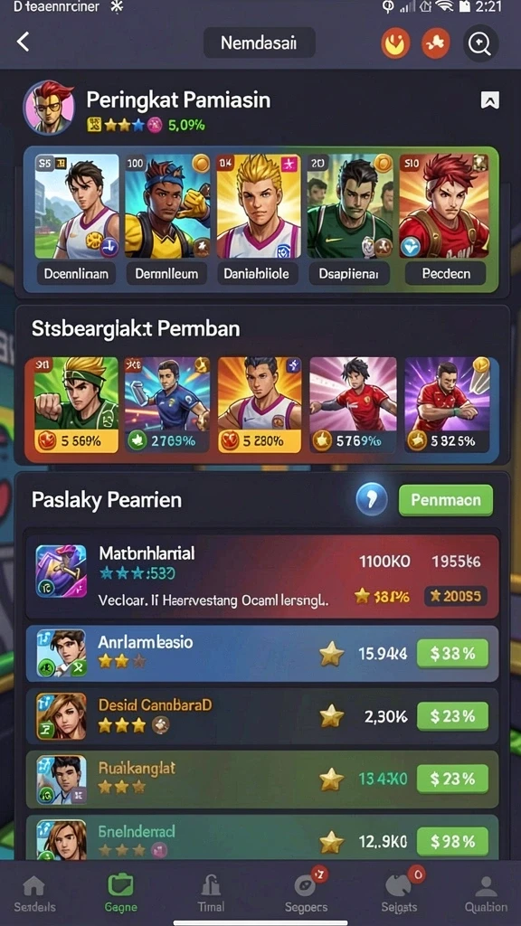 Beragam karakter unik untuk dipilih dan dimainkan.